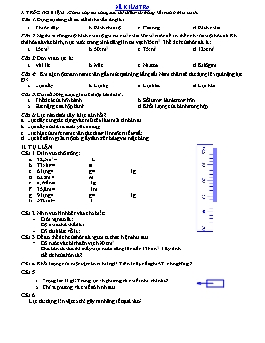 Đề kiểm tra 15 phút môn Vật lý Khối 6